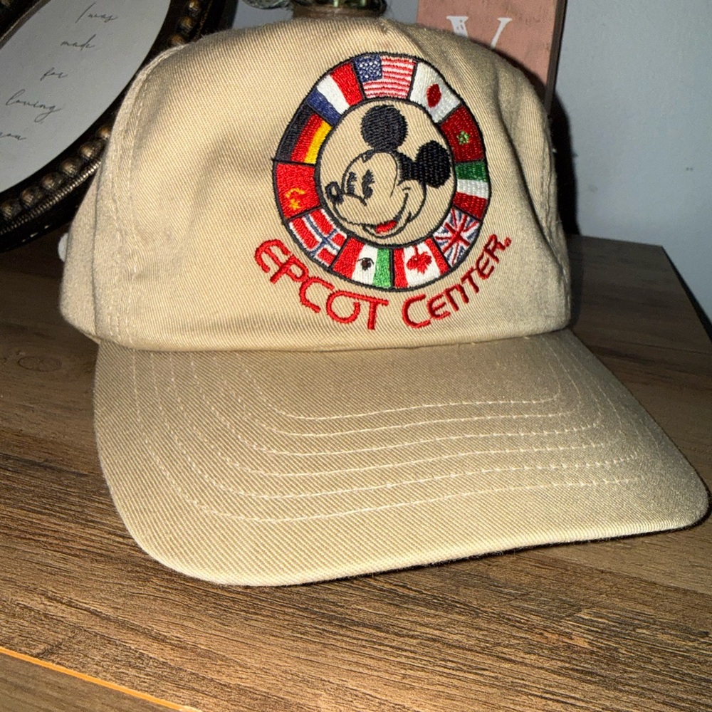 RARE 80's Vintage Disney Epcot Center Beige Cap